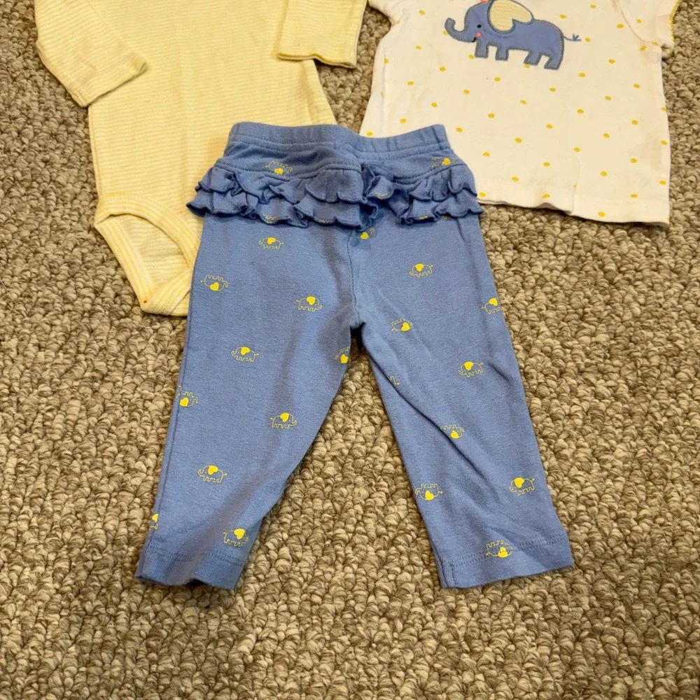 Carters‎ Baby Girls Elephant Bodysuit Shirt Leggings Set Size 3-6 Months
